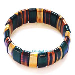 New Natural Assorted Color Tiger Eye Crystal Quartz Stone Elastic Bracelet, Love Gift, Size L